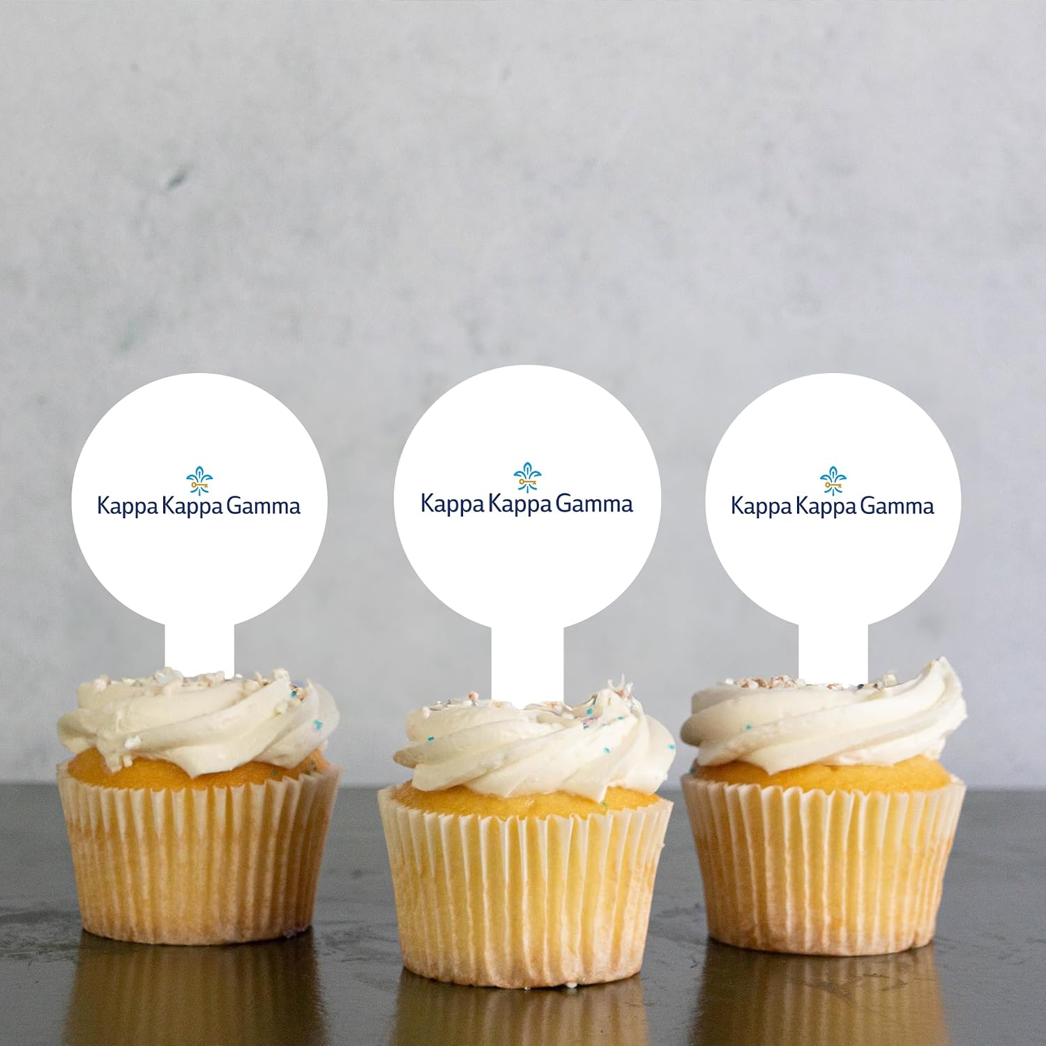 Kappa Kappa Gamma Cupcake Toppers, Officially Licensed Sorority Dessert Picks, Solid Plastic, American-Made (Circle, 25)