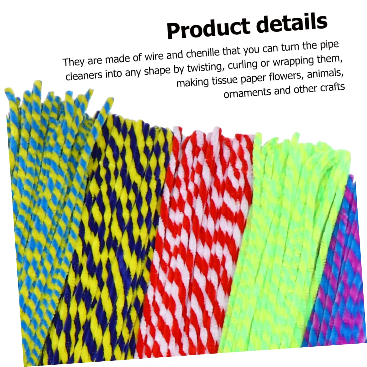 ARTIBETTER 500pcs Chenille Sticks White Green Pipe Cleaners Thick No Odor for Educational Toys Craft Making Random