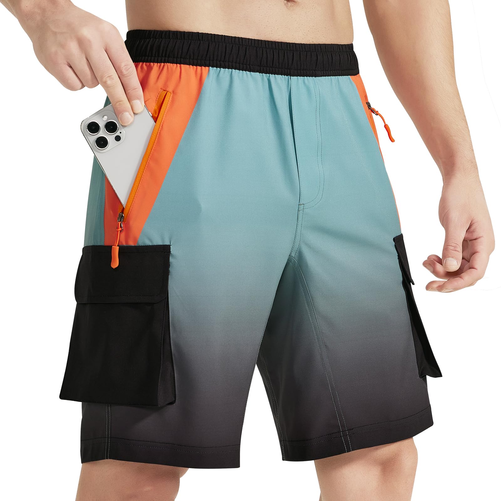 VAYAGER Herren Kurze Cargo Wanderhosen, leichte schnelltrocknend Outdoor Shorts mit Mehreren Taschen für Angeln Camping Reise