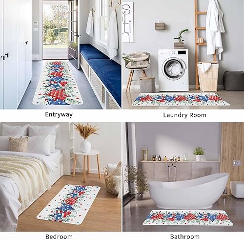 Vista 305 de Tapete de Feliz Navidad, tapete antideslizante para puerta delantera, baño, cocina, dormitorio, patio, entrada, 16 x 24 pulgadas, rojo, negro y verde