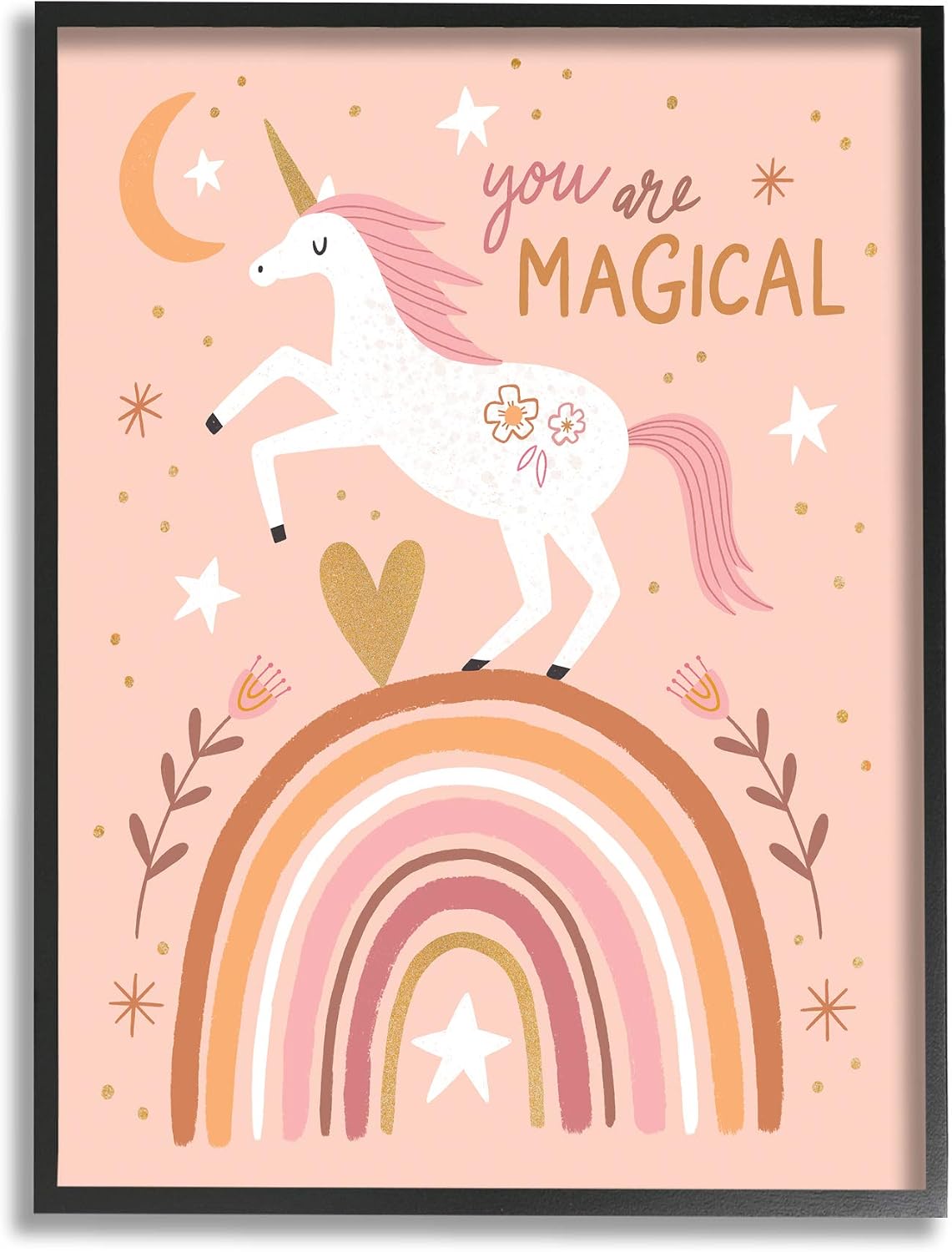 Stupell Industries You are Magical Inspirational Pink Unicorn Rainbow