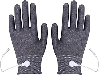 Pair of Conductive Silver Fiber Gloves Grounding Massage Gloves Static Relief Pressure Touch Screen with Includes Grounding Wire
