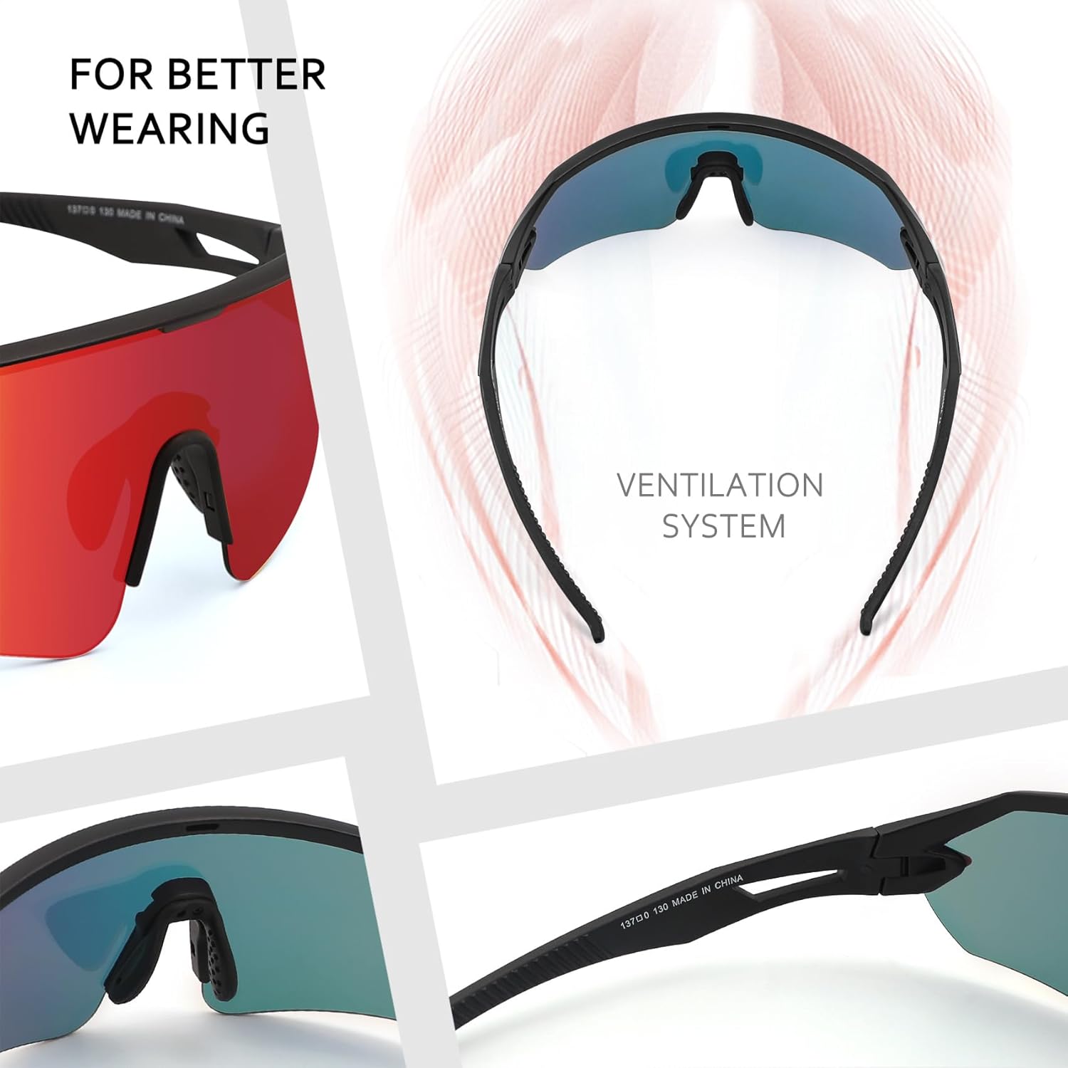 Ukoly Cycling Sunglasses for Youth Men Women, TR90 Polarized Sports Sunglasses,Outdoor Sport Baseball Glasses