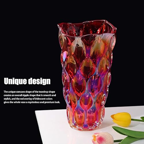 Miniatura 4 de Jarrón rojo de cristal de cristal, decoración de florero para el hogar, mesa de comedor, sala de estar, oficina, boda, fiesta de vacaciones, jarrón