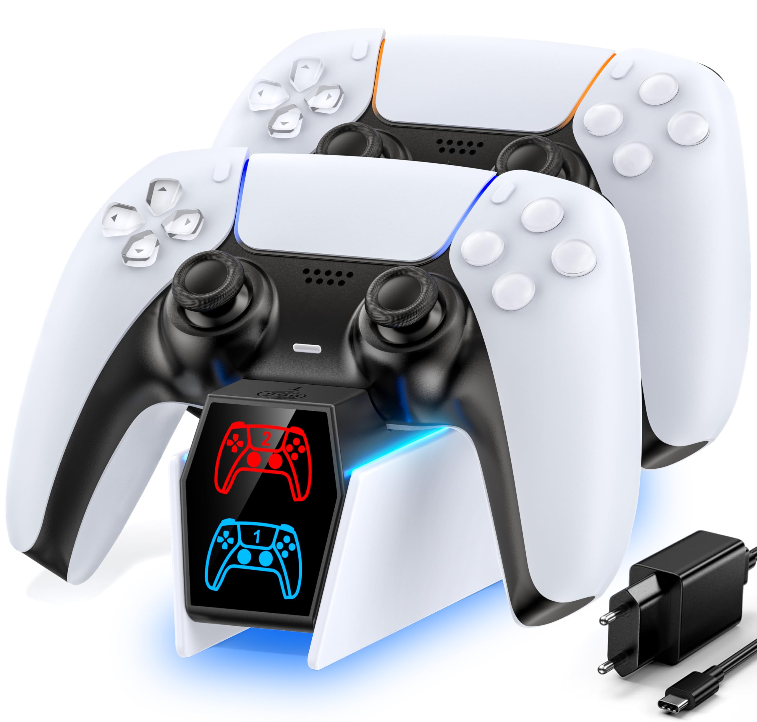 Base di Ricarica PS5 e Edge, Caricatore per Controller Con Adattatore e Cavo USB, Accessori per Playstation 5 Console