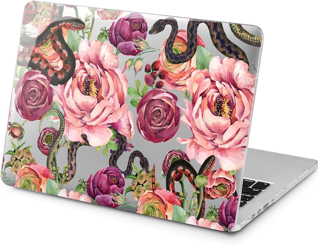 Hard Case Compatible for MacBook Pro 16 14 M3 M2 2023 M1 Pro 13 2022 Air 13 2021 Retina 2020 Mac 11 12 Floral Watercolor Colorful Cute Design Cover Peony Snakes Laptop Art Print Protective