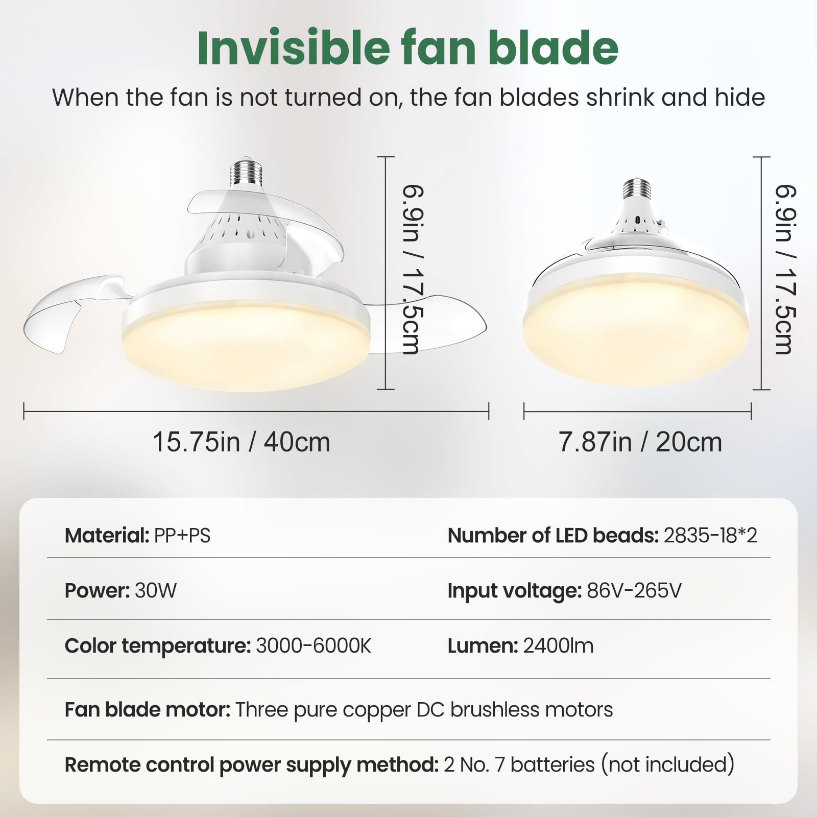 Easy E27 screw-in installation of the ceiling fan
