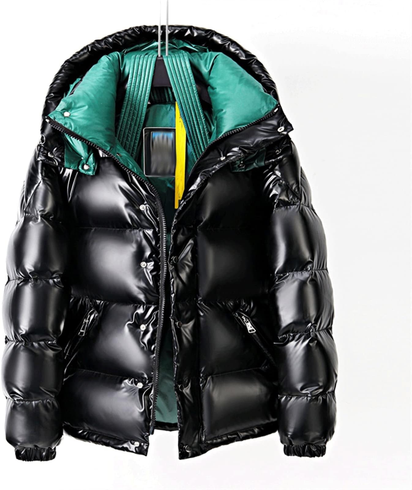 MEiiseoseo Down Jacket Men Winter White Duck Down Jacket Men Short Padded Bright Puffer Jacket Male Parkas Feather Jacket Man Down Coat Women (Color : Hortel�, Size : XL 73-83KG)
