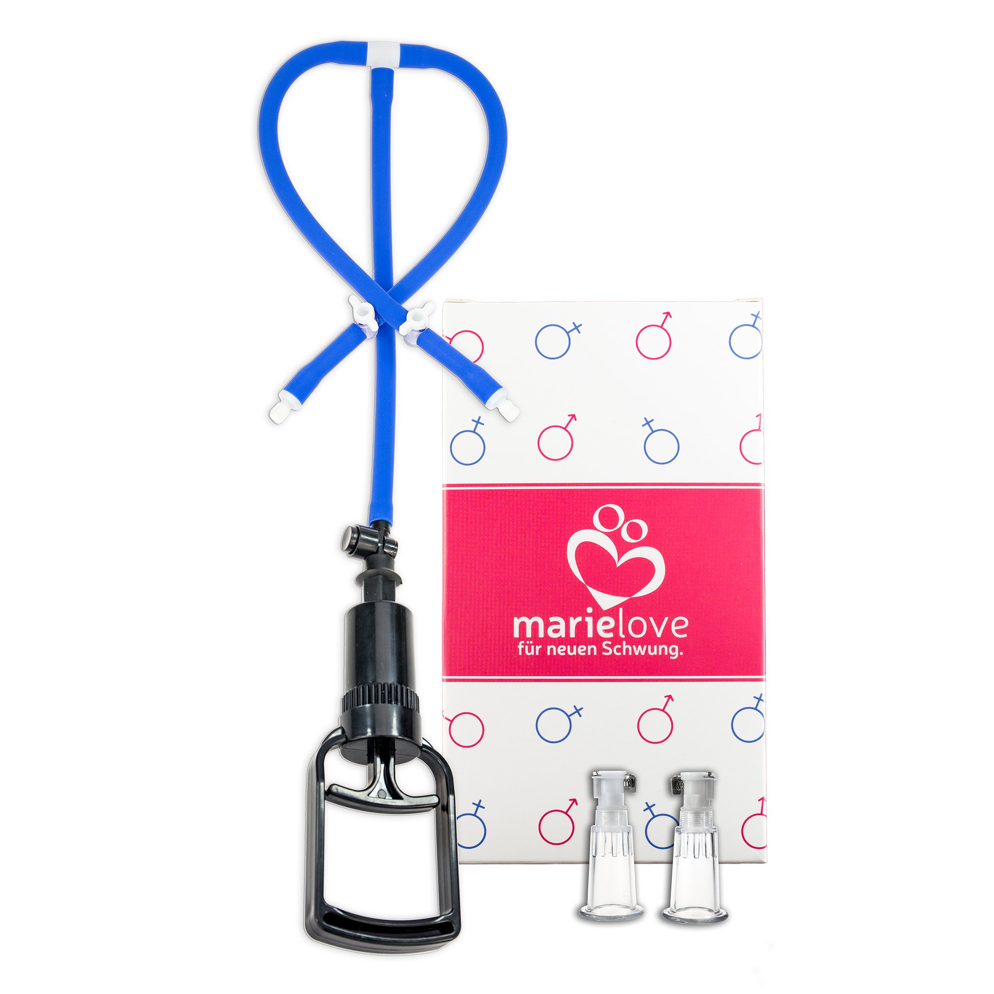 Marielove Aspirateur à tétons (Ø 18 mm) avec haute puissance d'aspiration incl. système de tuyau, pompe de poitrine amovible, idéal comme jouet BDSM