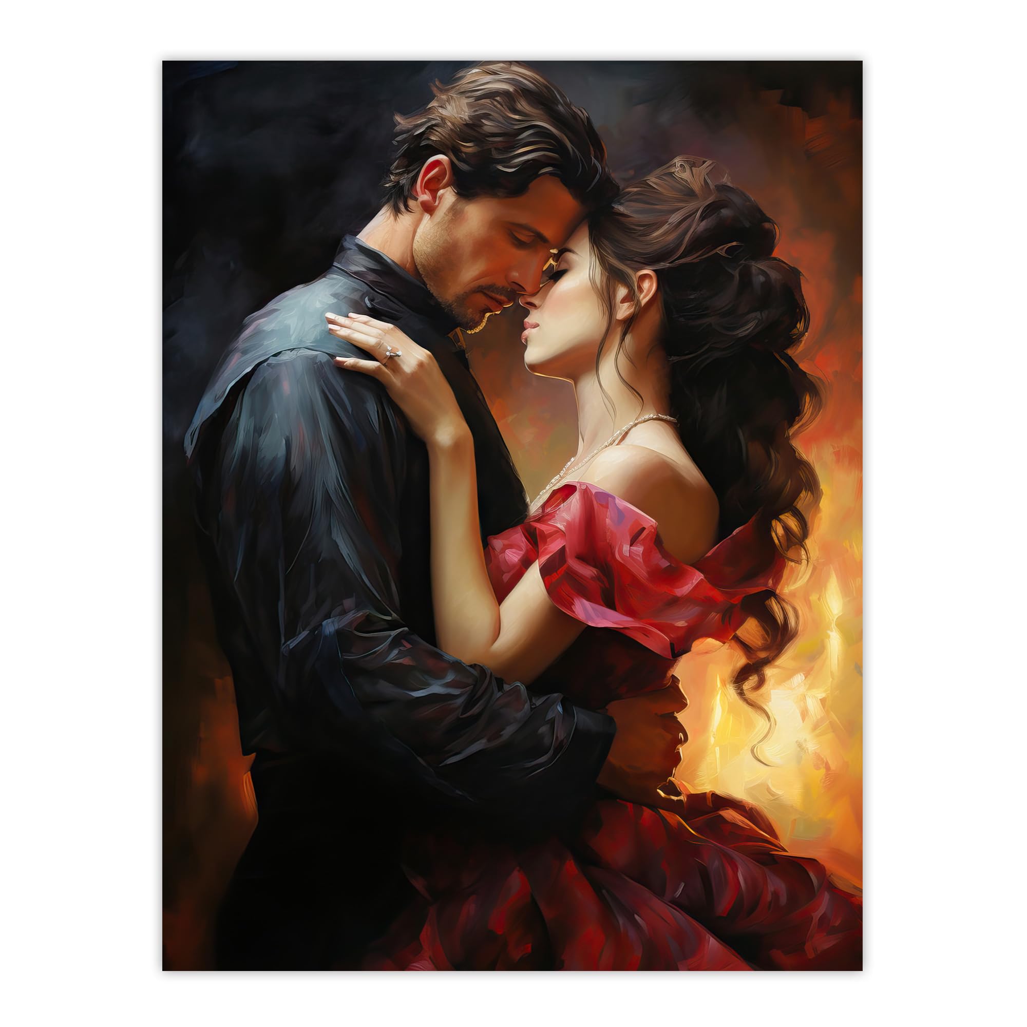 Artery8 The Embrace Oil Painting Poster W18" x H24" Orange