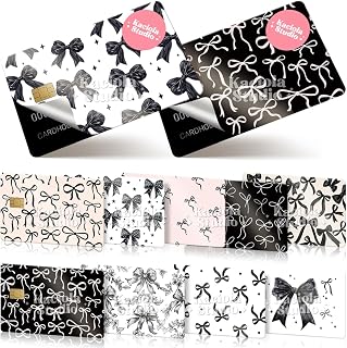 9PCS Credit Card Skin Stickers, Black Bow Debit Card Skin Cover Waterproof Removable Decal Cover Set for Transportation Debit Gifts Women (Black Bow)