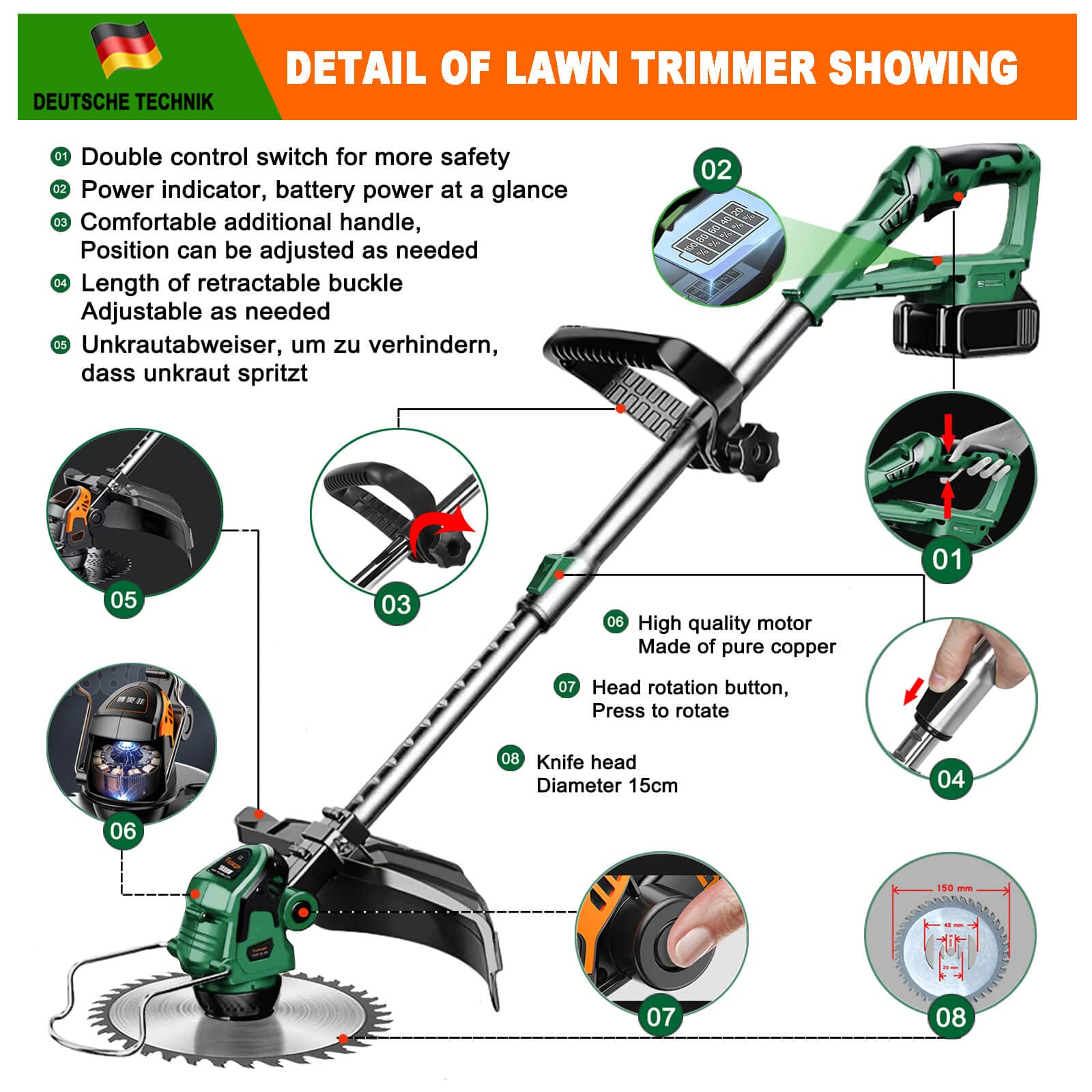 Weed Wacker Cordless, 3-in-1 Cordless String Trimmer