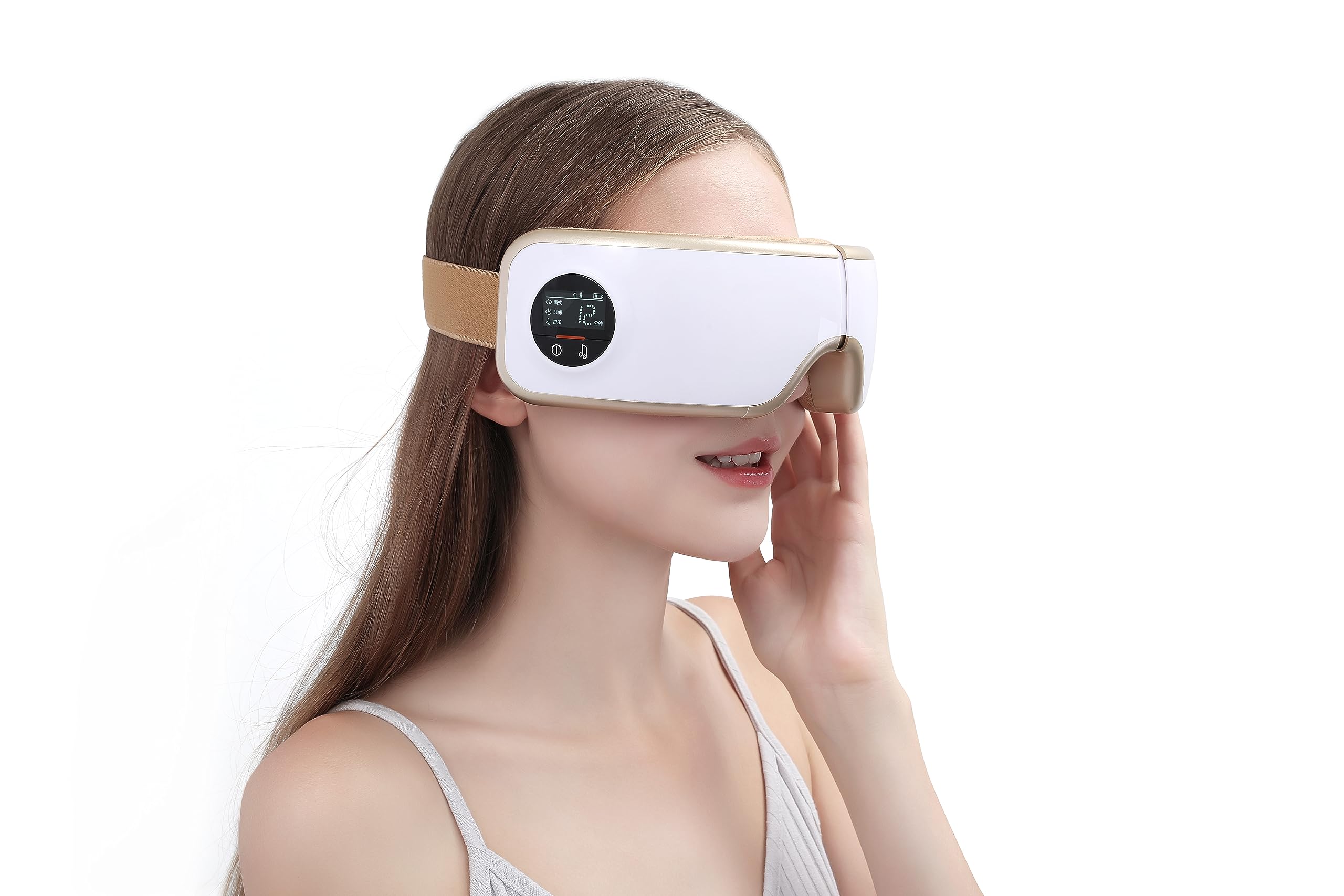 Masque de Relaxation Premium OXILOM MassEye 2P – Sons ASMR intégrés Évasion Montagne – Chaleur, Vibrations, Pression – Soulage Fatigue Visuelle, Stress, Sommeil - Cadeau Bien-Etre