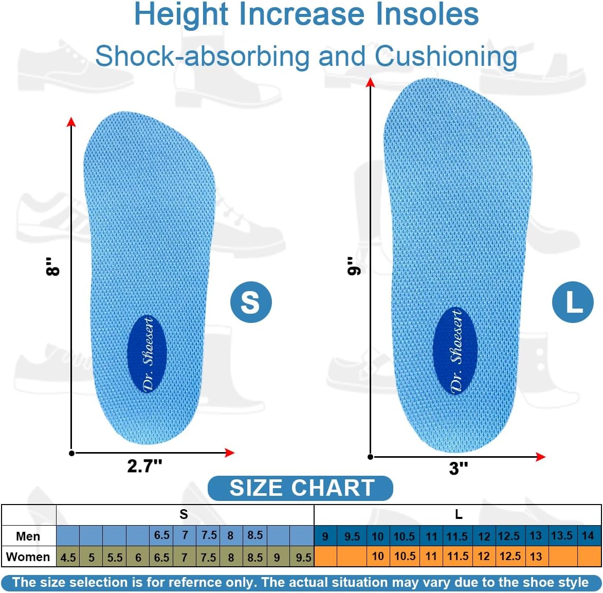 Dr. Shoesert 3-Layer Adjustable Height Increase Insoles, 3/4 Length Shock Absorption Cushion Heel Lift Inserts - Image 7