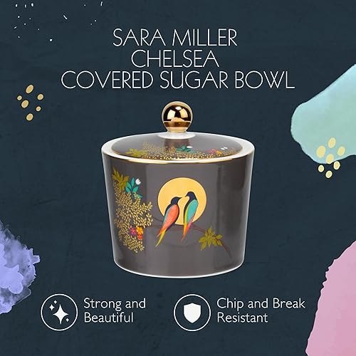 Miniatura 2 de Portmeirion Sara Miller London Chelsea - Azucarero cubierto  Tarro de azúcar de 10 onzas para barra de café, hogar y encimera de cocina  Hecho de