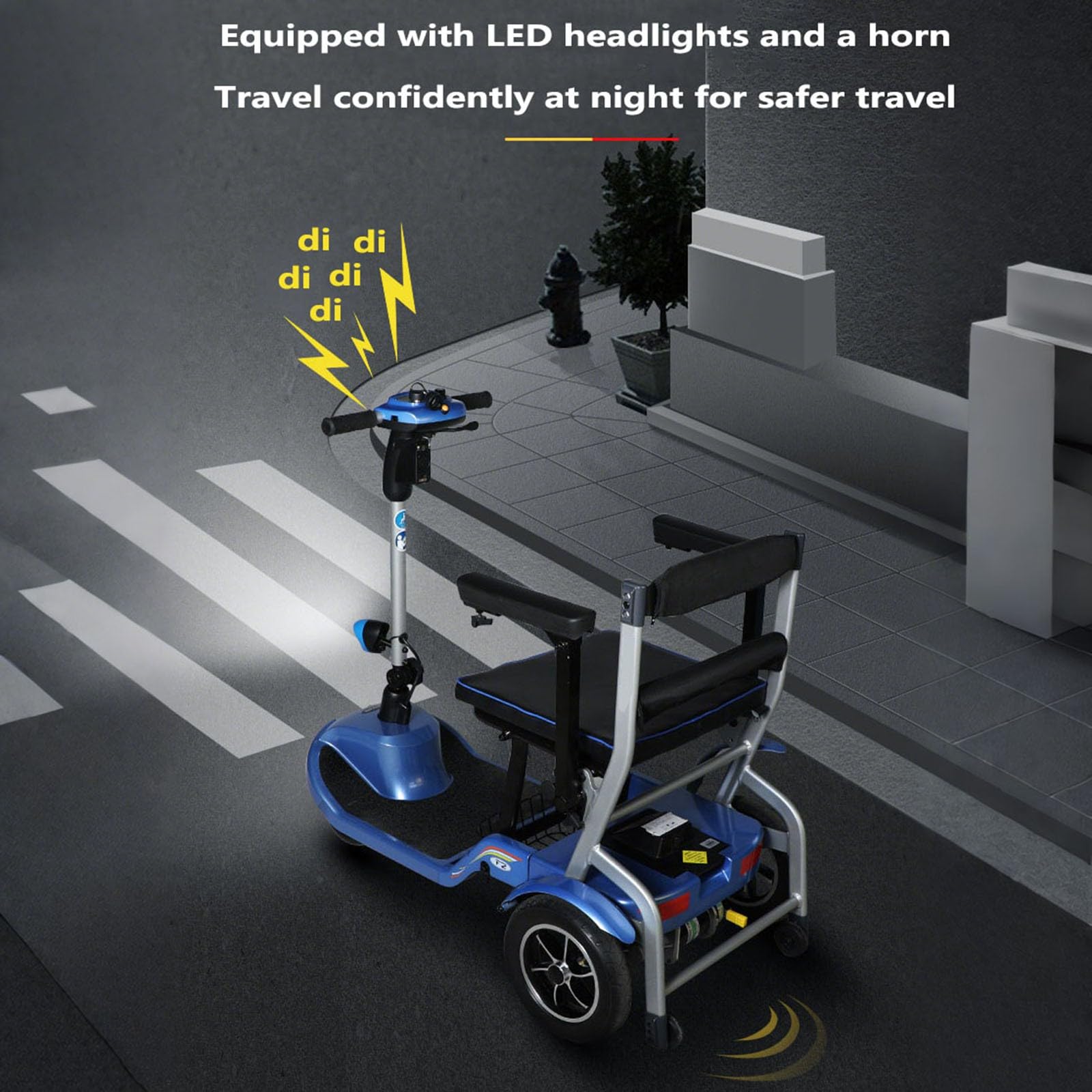 Scooter Per Disabili, Scooter Per Disabili Da Viaggio, Scooter Per Disabili Pieghevoli, Doppie Ruote Anteriori, Scooter Motorizzato Leggero, Portatile E Compatto Per Tutti I Terreni