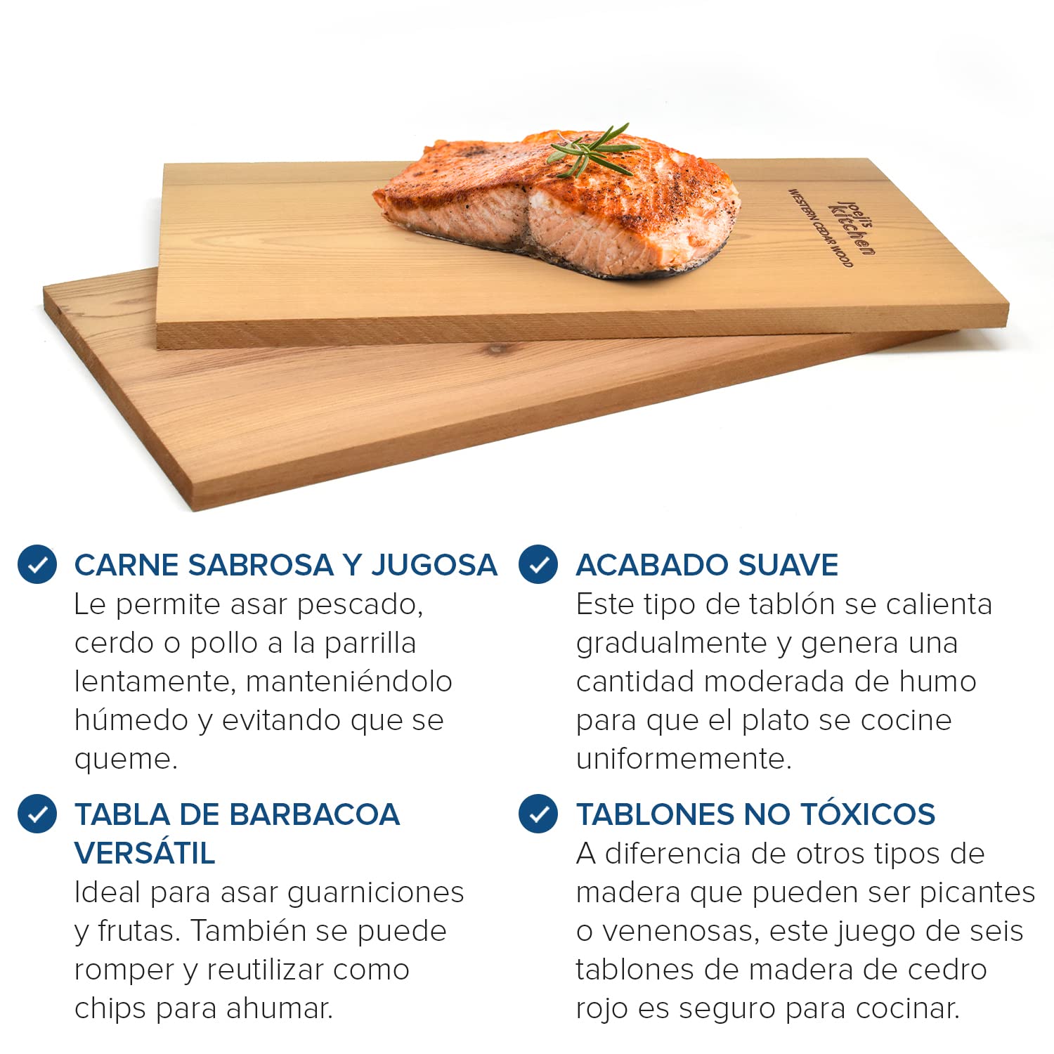 Joeji's 6 x Tablas de Cedro Rojo para Barbacoa- 30 cm x 15 cm - XXL Tablones de Asar a la Parrillae - Juego de Madera Barbacoa Cedro - Tableros de Ahumado de Cedro - 100% Natural
