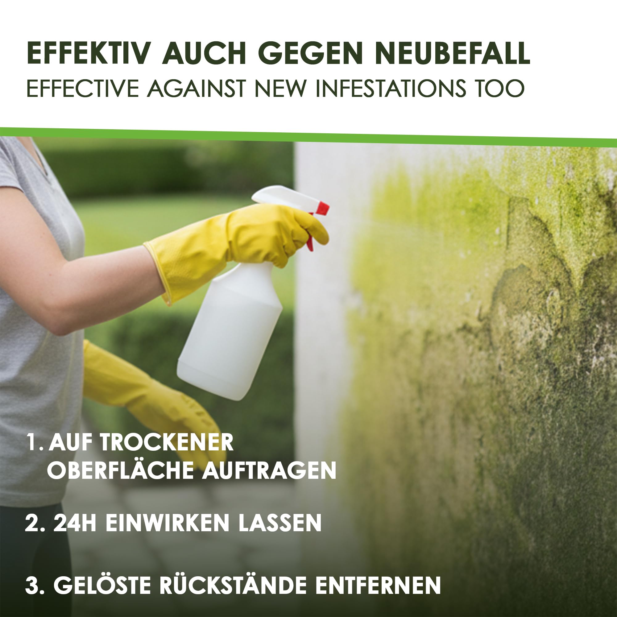 Grünbelagentferner Konzentrat Pro 1x5 Liter | Moosentferner entfernt Flechten, Algen & Grünspan | Steinreiniger Intensiv Aussen für Pflastersteine, Terrasse & Beton