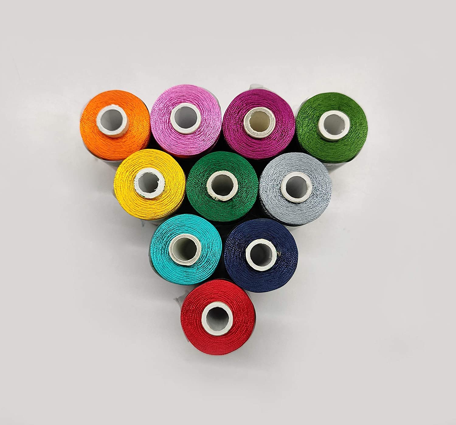 Bullet | Silk Shiny Thread (800 Meter Per Color) Spools 10 Color Set for Jewellery, Tassel Making, Embroidery, Crafts, Shiny Soft Thread spools and Other Project