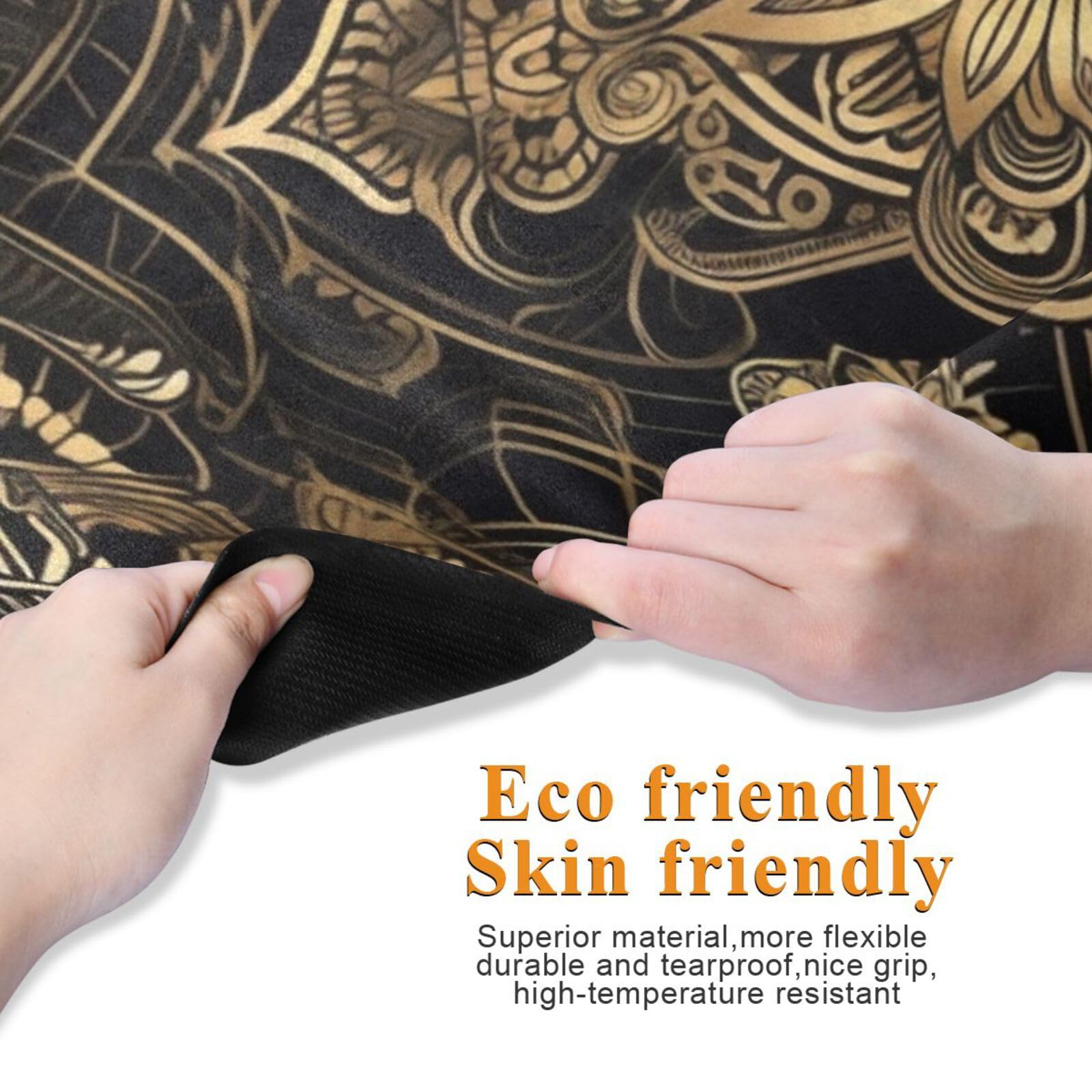 Gold-black-print Yoga Mat Non Slip Exercise & Fitness Mat With Storage Bag for Yoga, Pilates & Floor Workouts (71