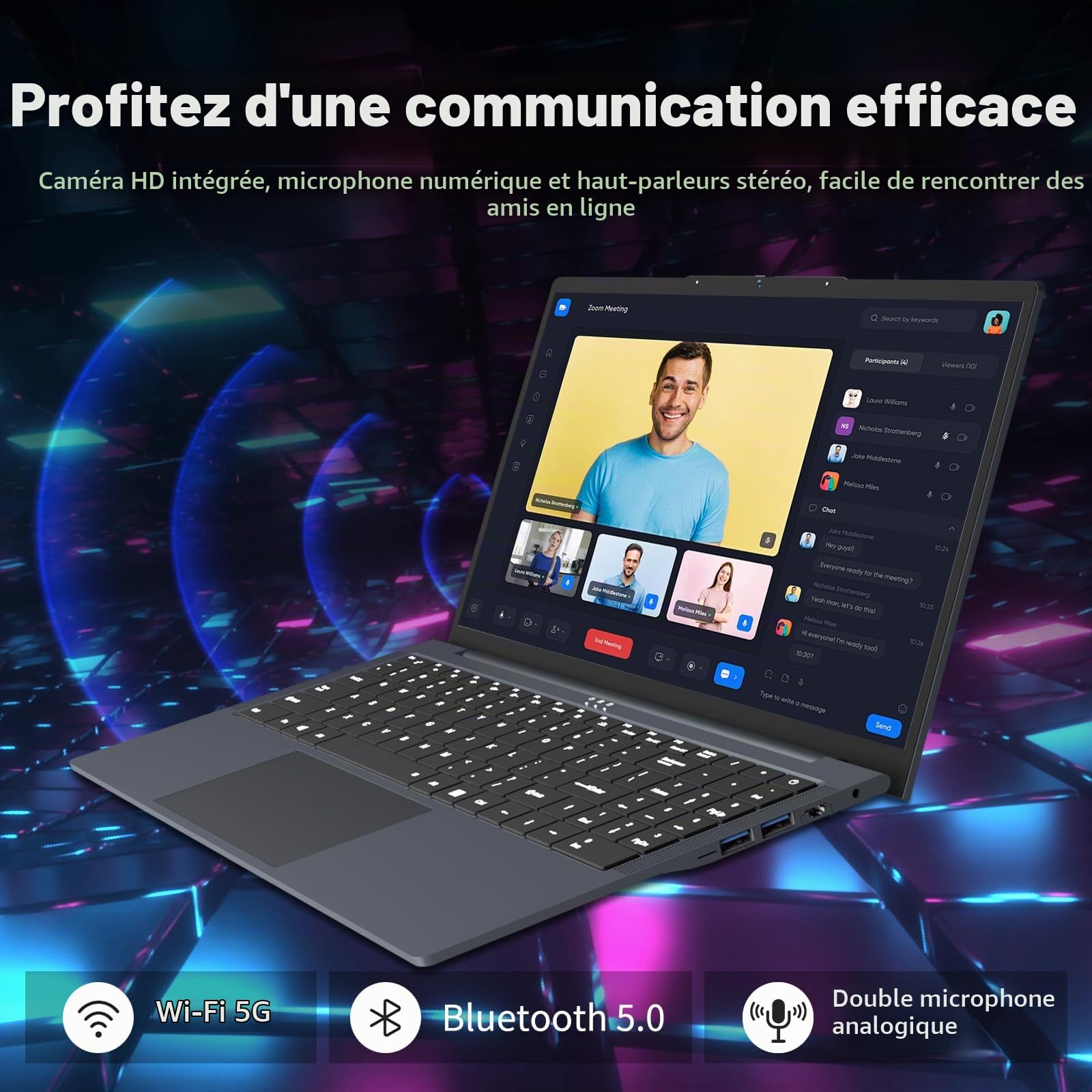 Ordinateur Portable de 16 Pouces avec Core i5 8210Y Processeur, 16 Go RAM et 1 To SSD, Win 11 PC Portable 1920*1200 IPS FHD Écran, Laptop avec Clavier Numérique Rétroéclairé WIFI5 BT5.0 Webcam HDMI