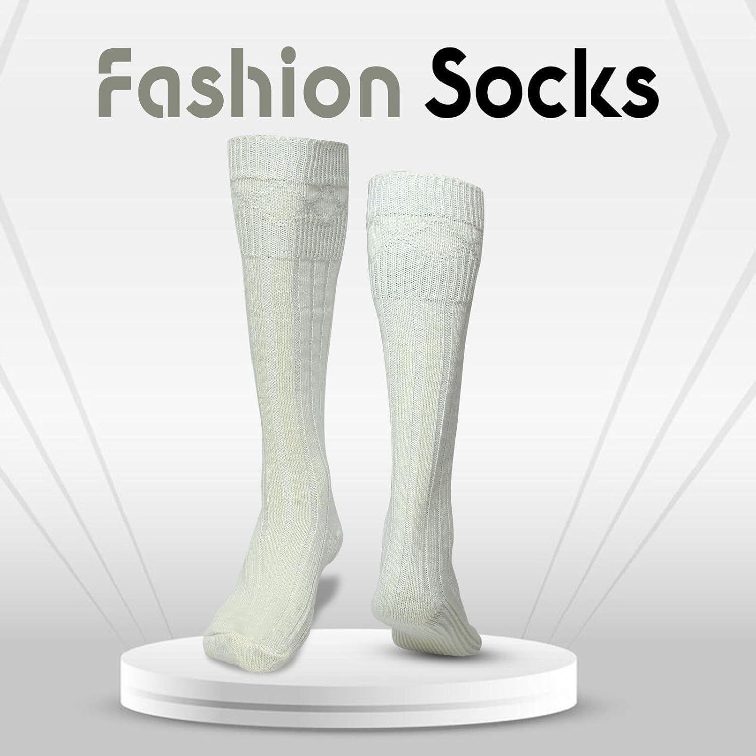 Scottish Highland Kilt Hose for Men, Ribbed Socks for USA Shoe Sizes, Wool Blend - Image 7