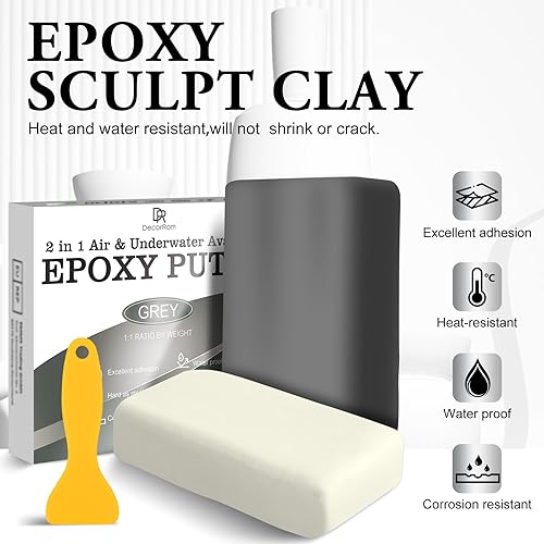 Miniatura 2 de Masilla epoxi  Fórmula fuerte de 2 partes de 12 onzas, reparación de cerámica para grietas, relleno y escultura epoxi  para metal, hormigón,