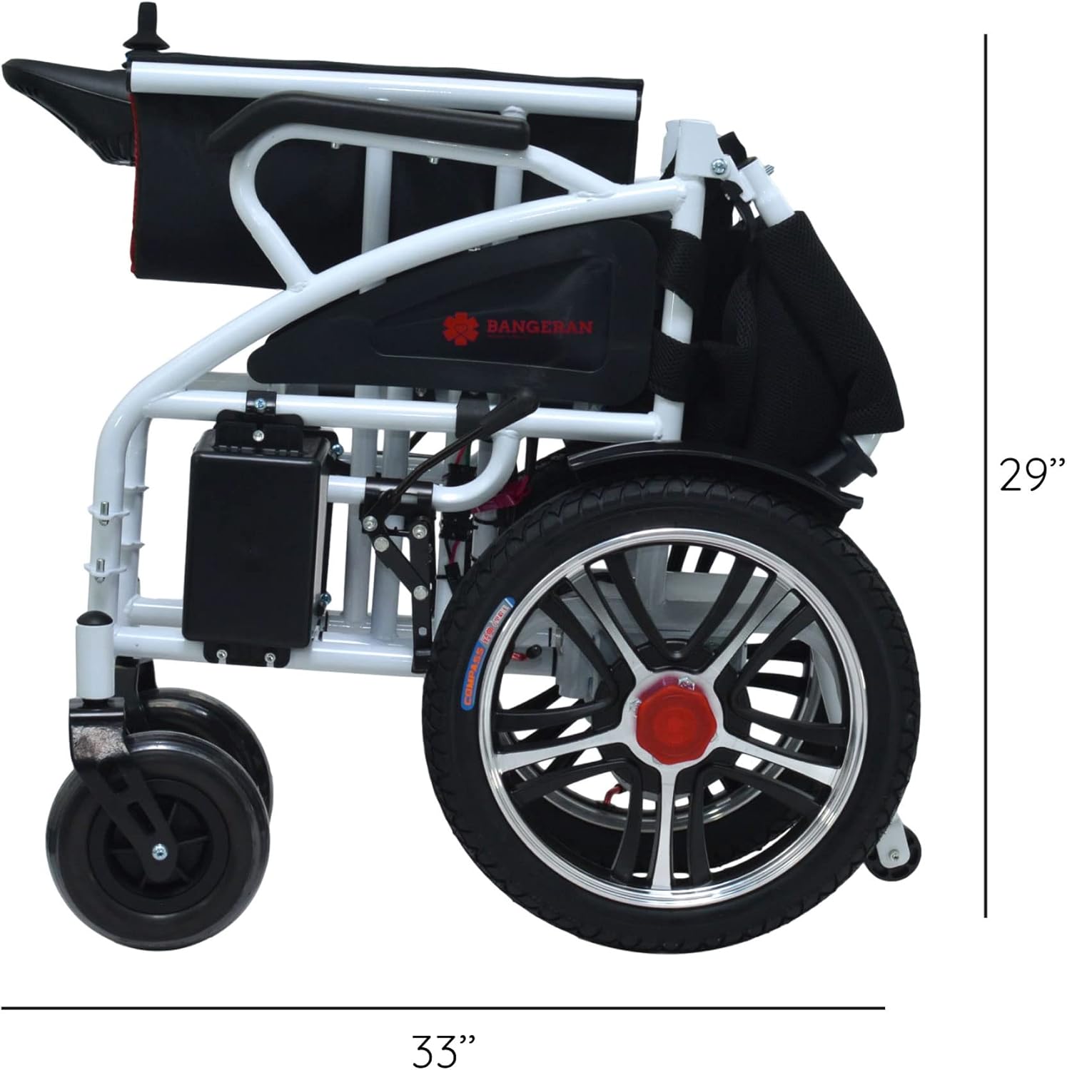 Electric Wheelchair for Adults, Wheelchairs Medical Equipment Multi-Functional Wheelchair, Light Folding Electric Wheelchair (White-Red) : Health & Household