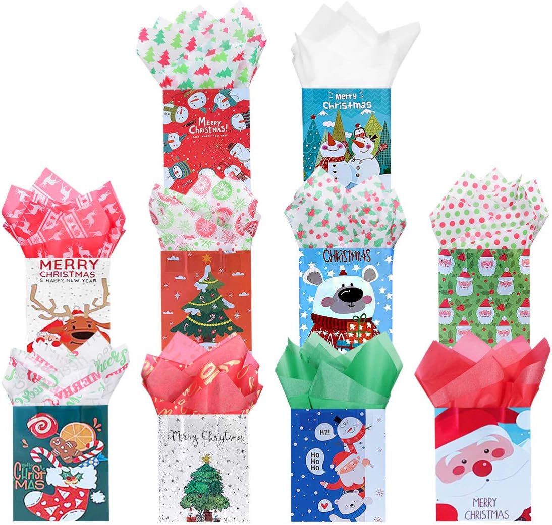 Yardwe Christmas Tissue Paper - 150 Sheets Gift Wrapping Paper for Christmas Gift Wrapping Boxes DIY Crafts and Party Decorations, 20X20 Inch (10 Patterns)