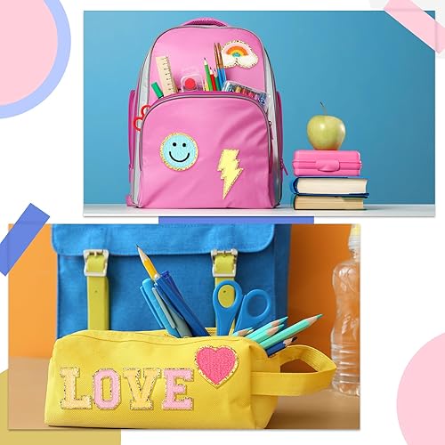 Miniatura 9 de 54 parches de letras de felpilla autoadhesivas, parches de felpilla con brillantina arco iris, parches de letras universitarias de Navidad, parches