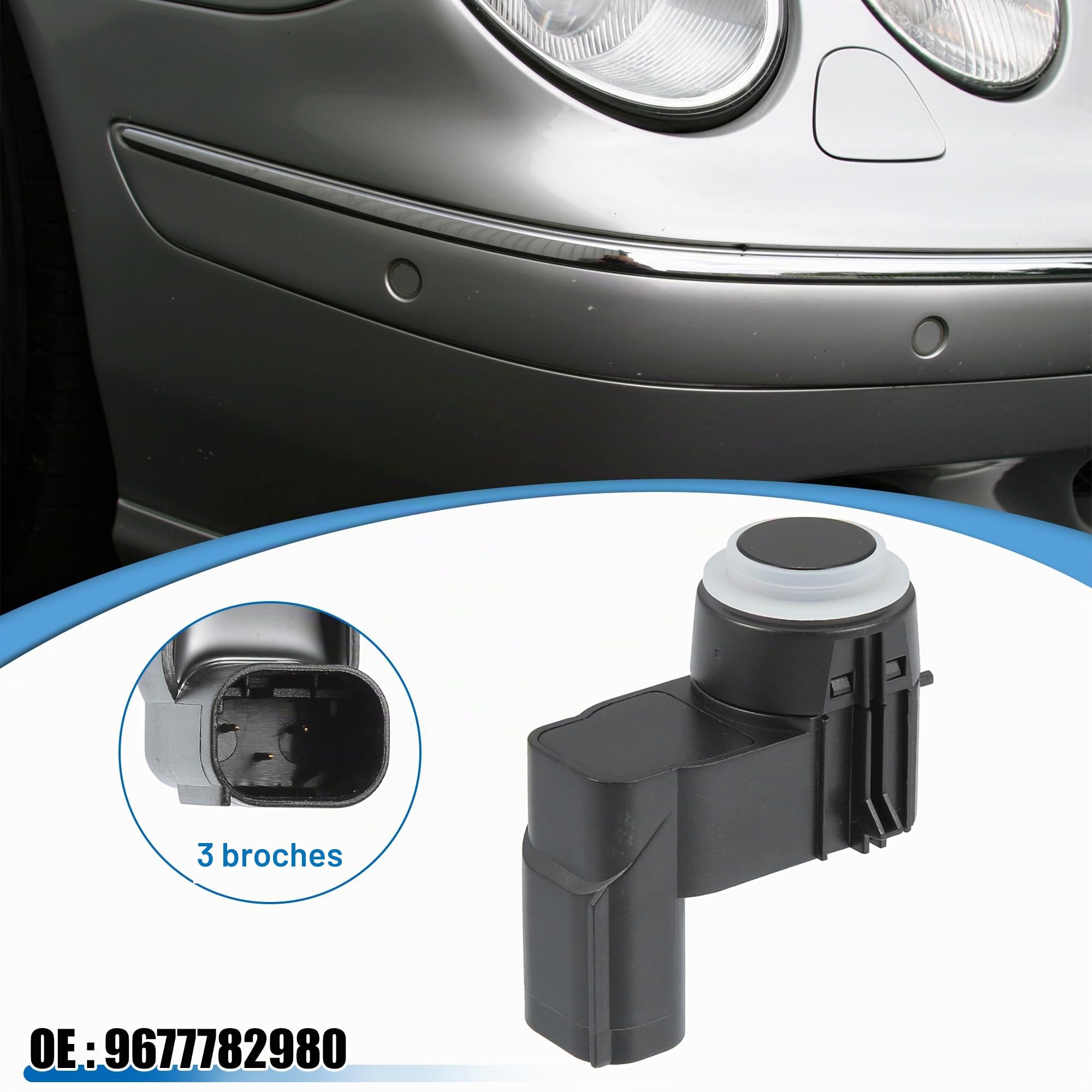 QUARKZMAN Capteur De Stationnement Arrière PDC pour Peugeot 3008 1pc | Pour Peugeot 5008, Couleur Noir, Matière Plastique Métal, Taille 4.5x2.8x4.6 Cm, OE 9677782980, Neuf