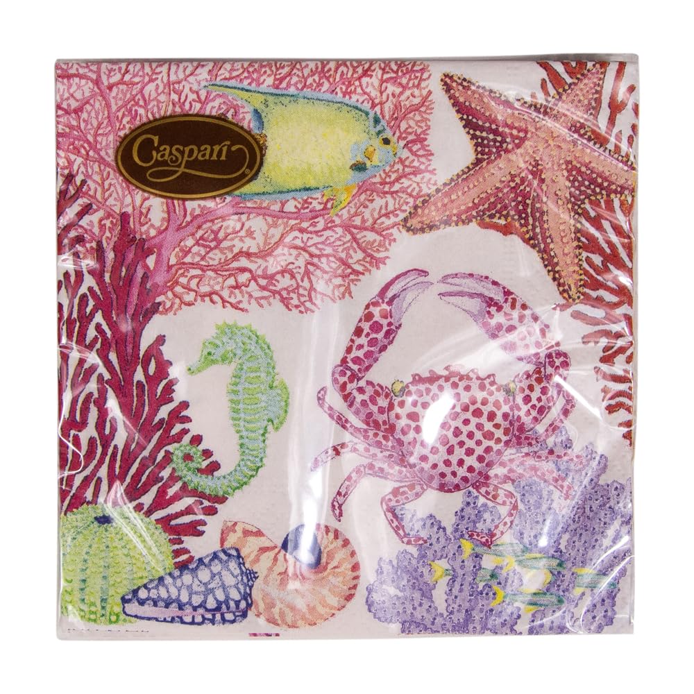Caspari 'Under The Sea' Papierservietten – 20 Stück, 3-lagig, 12,7x12,7 Cm, Bioabbaubar