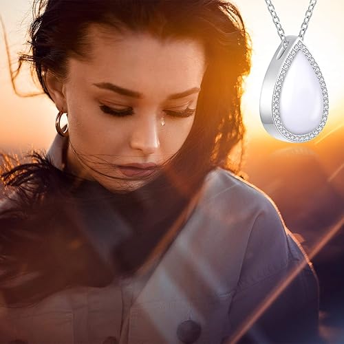 Miniatura 2 de Joyería de cremación de plata de ley 925 para cenizas, urna de lágrima, joyería para cenizas, recuerdo de cenizas, collar con colgante para cenizas,