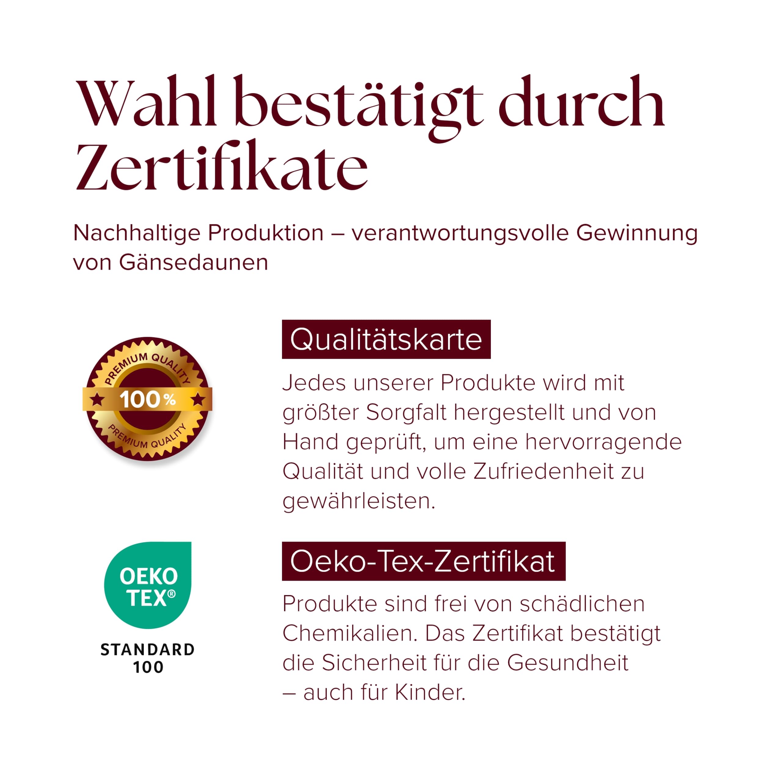 Reine Daunendecke Winter - 100% DAUNEN, 135x200 cm, extra warm 1800g Füllgewicht, atmungsaktiv, Oeko-TEX Zertifiziert, Allergiker geeignet, hochwertige Baumwollhülle