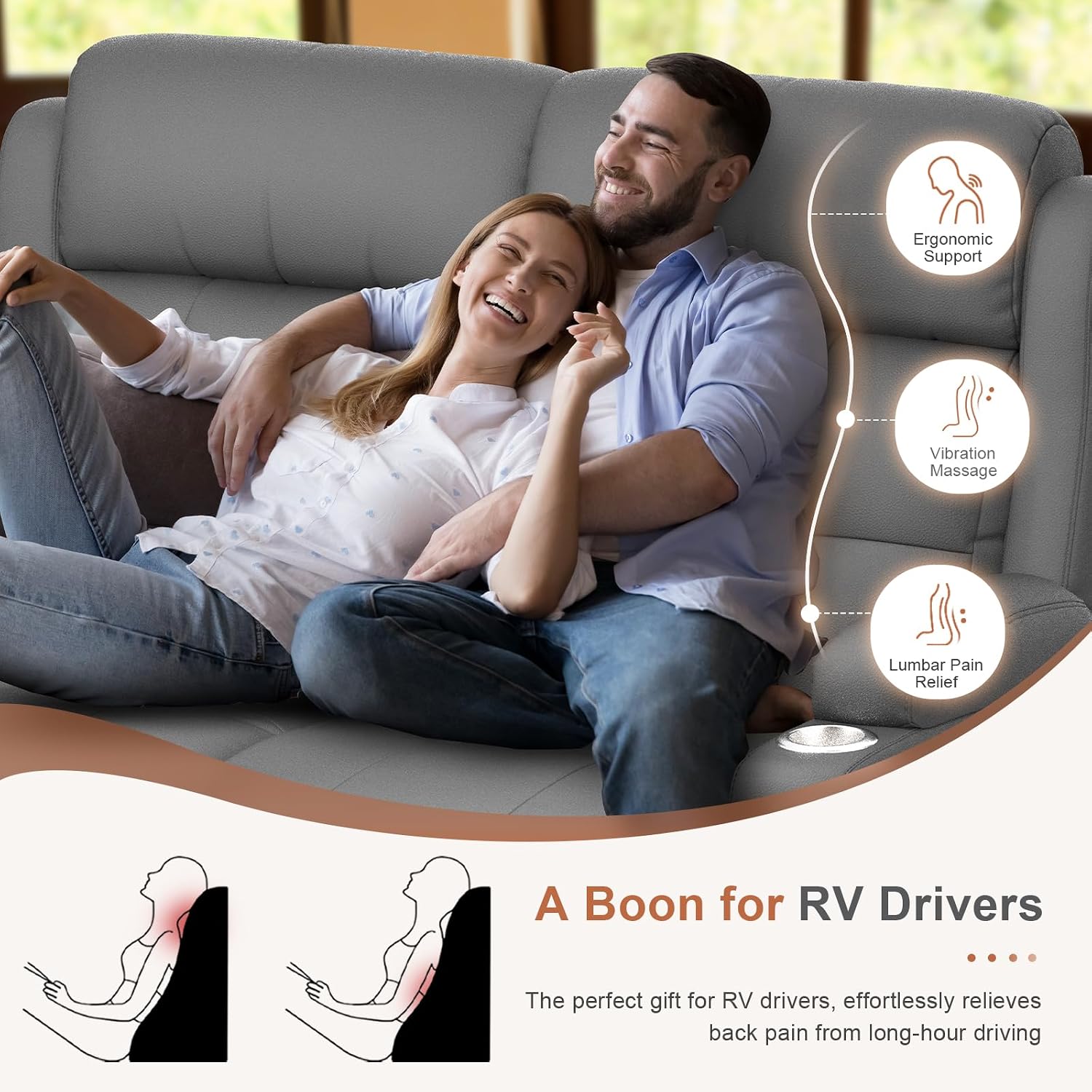 Middle Seat for Recliner Sofa, Dark Gray