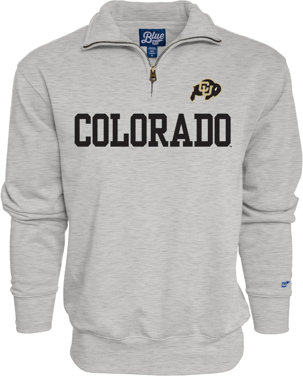 Blue 84 Men's Colorado Buffaloes Quarter Zip Sweatshirt Grey, Grey, Large