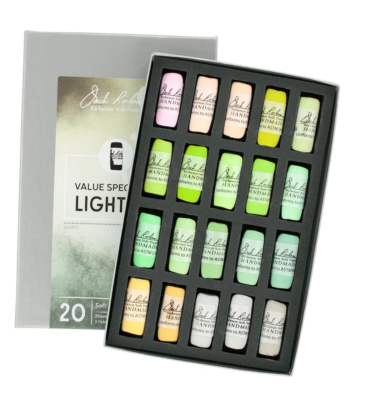 Jack Richeson Hand gerollt Weiche Pastellkreiden Spectrum: leuchtet 3, 20-teilig