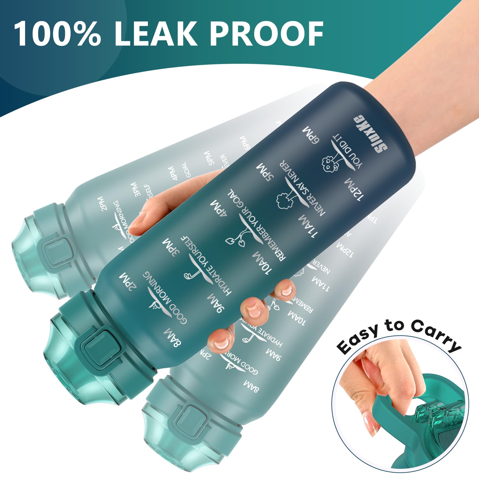 SLUXKE Borraccia da 500 ml in acciaio inox 18/10 con tappo a prova di perdite e impugnatura, borraccia termica per bevande calde e gassate, blu