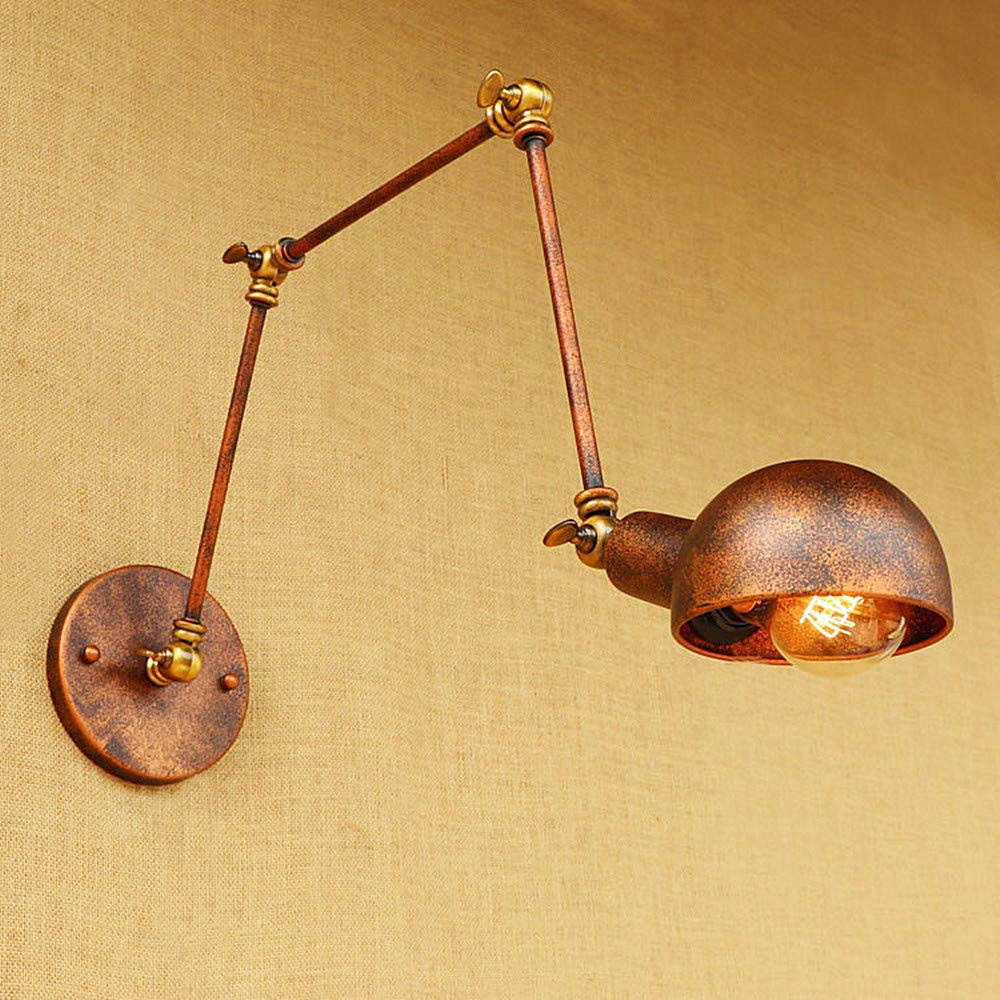 Applique murale industrielle rustique avec bras réglable en métal pour luminaire