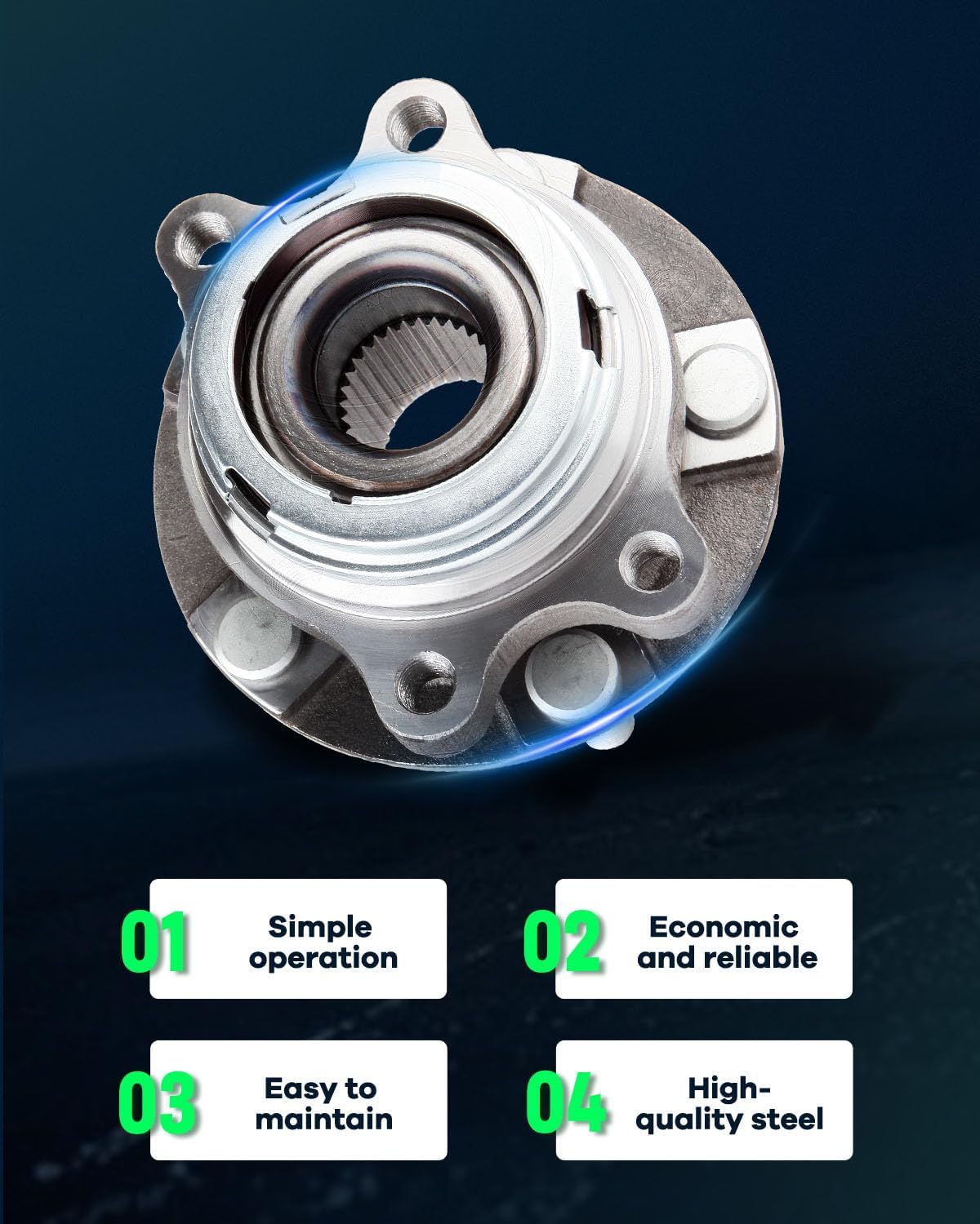 SCITOO Wheel Hub Wheel Bearing Assembly Front Left 513306 fit 2009 2010 2011 2012 2013 2014 for NISSAN MURANO 2011 2012 2013 2014 for NISSAN QUEST 5 Lugs Wheel Hub Bearing Assemblies W/ABS 1pc