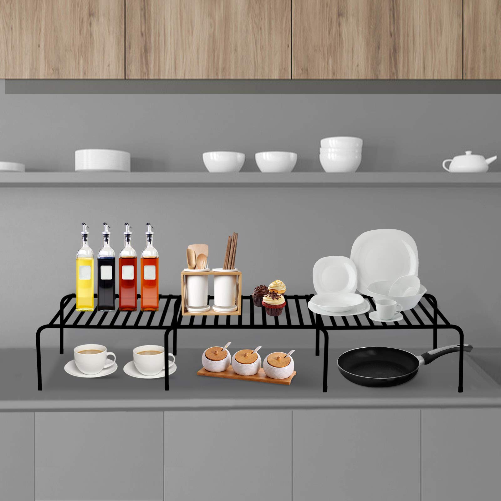 Buy ARTISHION Cabinet Rack Classic Iron Slat Rack, Extendable Kitchen ...