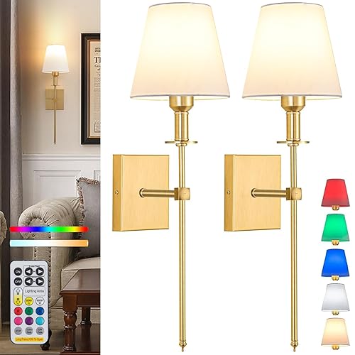 Battery Operated Wall Sconce Set Of 2,Rechargeable Wireless Wall Light