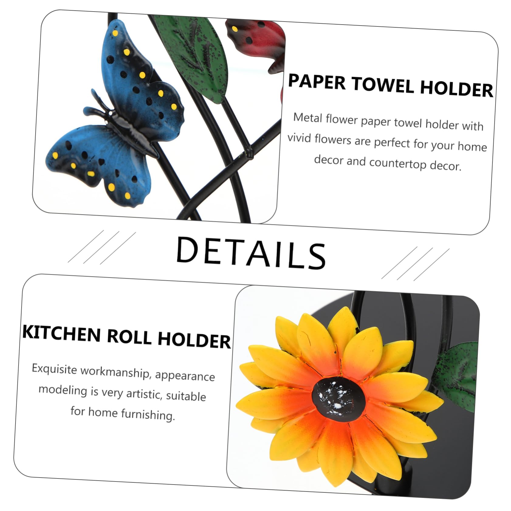 LABRIMP Porta Rotolo Carta Cucina Supporto Stabile e Pratico in Metallo a Forma di Girasole per Asciugatutto per Arredamento Casa e Sala da Pranzo