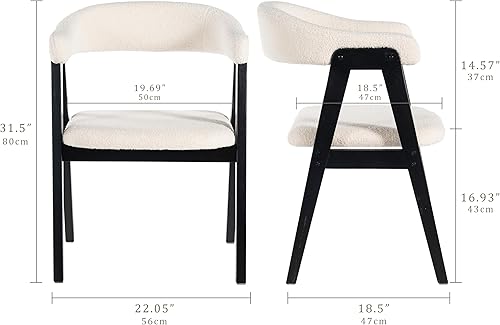 Miniatura 3 de Sillas de comedor de madera, moderna silla de comedor con brazos y tapizada, silla de granja para cocina, comedor, sala de estar (negro, juego de 2)