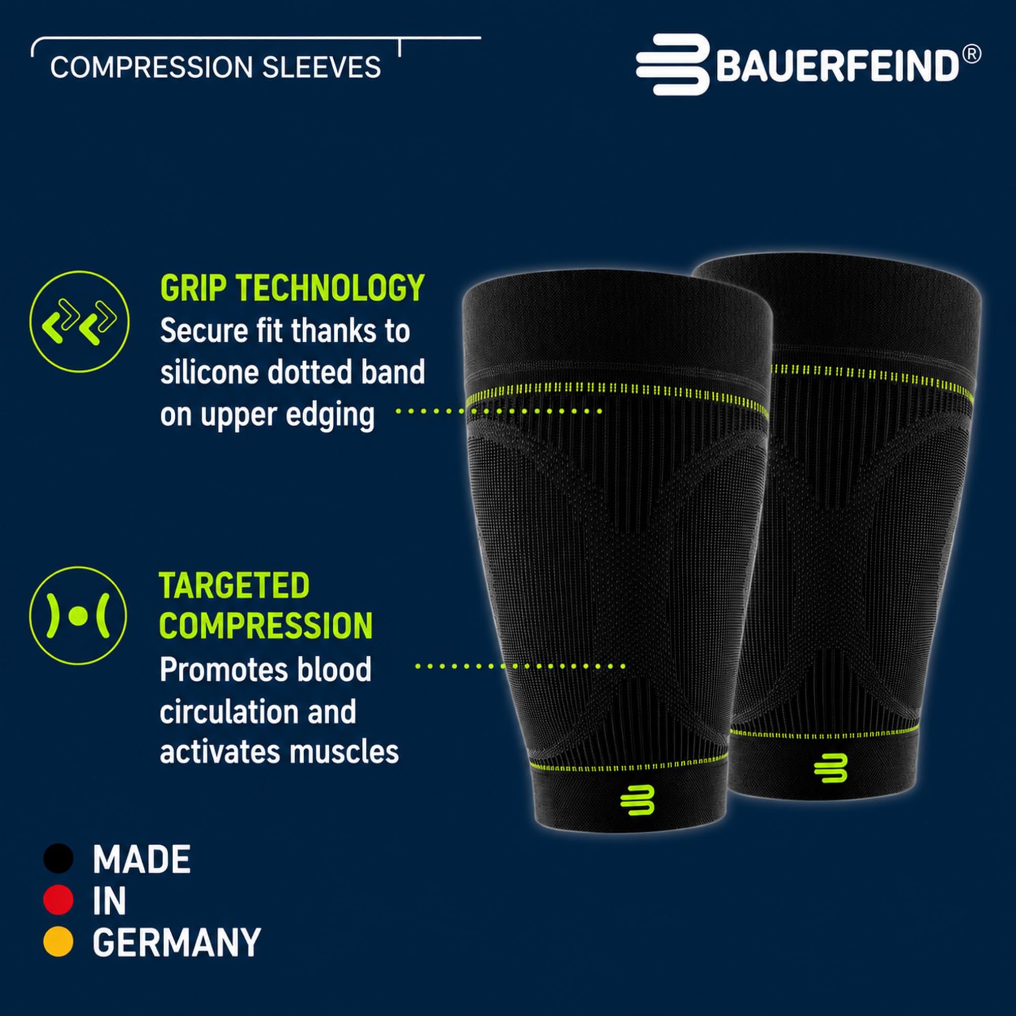 BAUERFEIND, 1 Paire de Bandages de Compression de Sport pour Cuisses, Unisexe, À Porter à Droite ou à Gauche, pour Les Sports de Ballon et d’Endurance, Renforcement de la Musculature