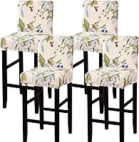 Vista 43 de SearchI - Juego de 4 fundas para taburetes de bar de jacquard, fundas elásticas y lavables para taburetes de bar, fundas para sillas de altura