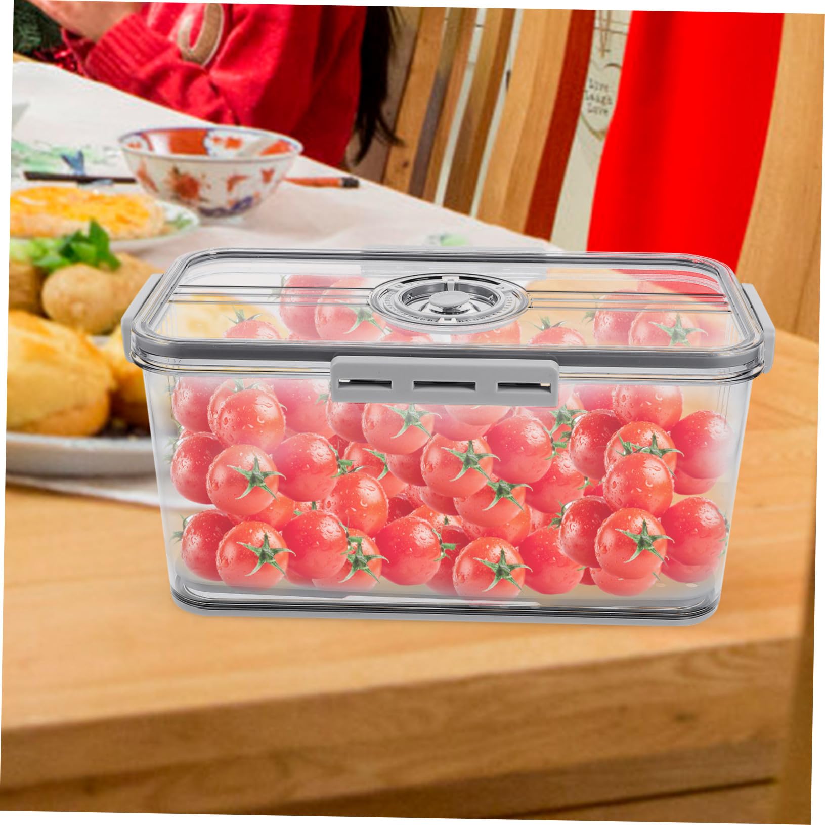 DOITOOL Frischebox aus Pet mit Dichtem Verschluss für Obst und Gemüse | Transparent, mit Abtropfplatte, für Kühlschrank und Gefrierfach, für Küche