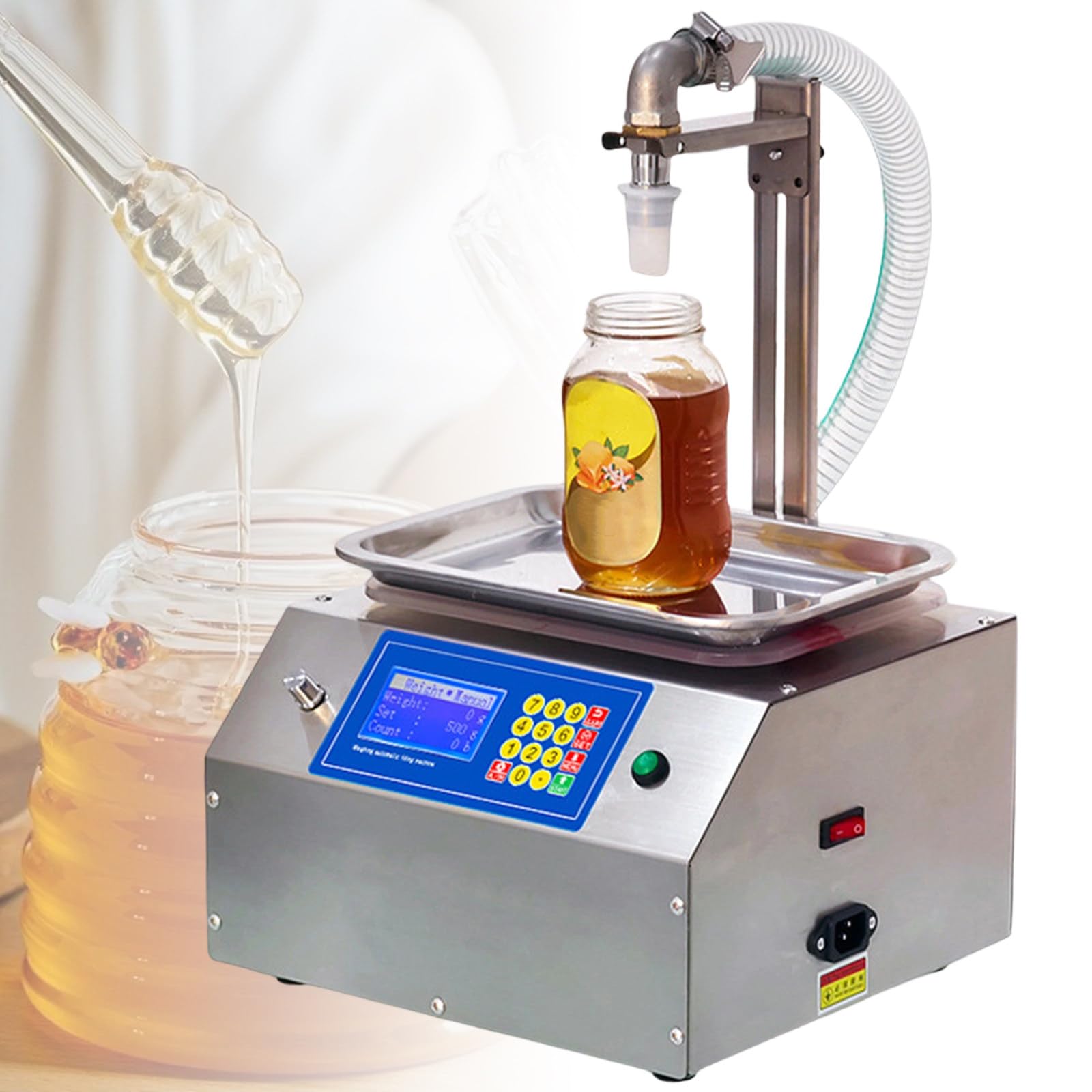 GwlThixion Viscous Liquid Filling Machine, 20-8000 g Weighing Capacity, Quantitative Timing Thick Liquid Bottle Filling Machine, for Pear Syrup Peanut Butter Metalpump