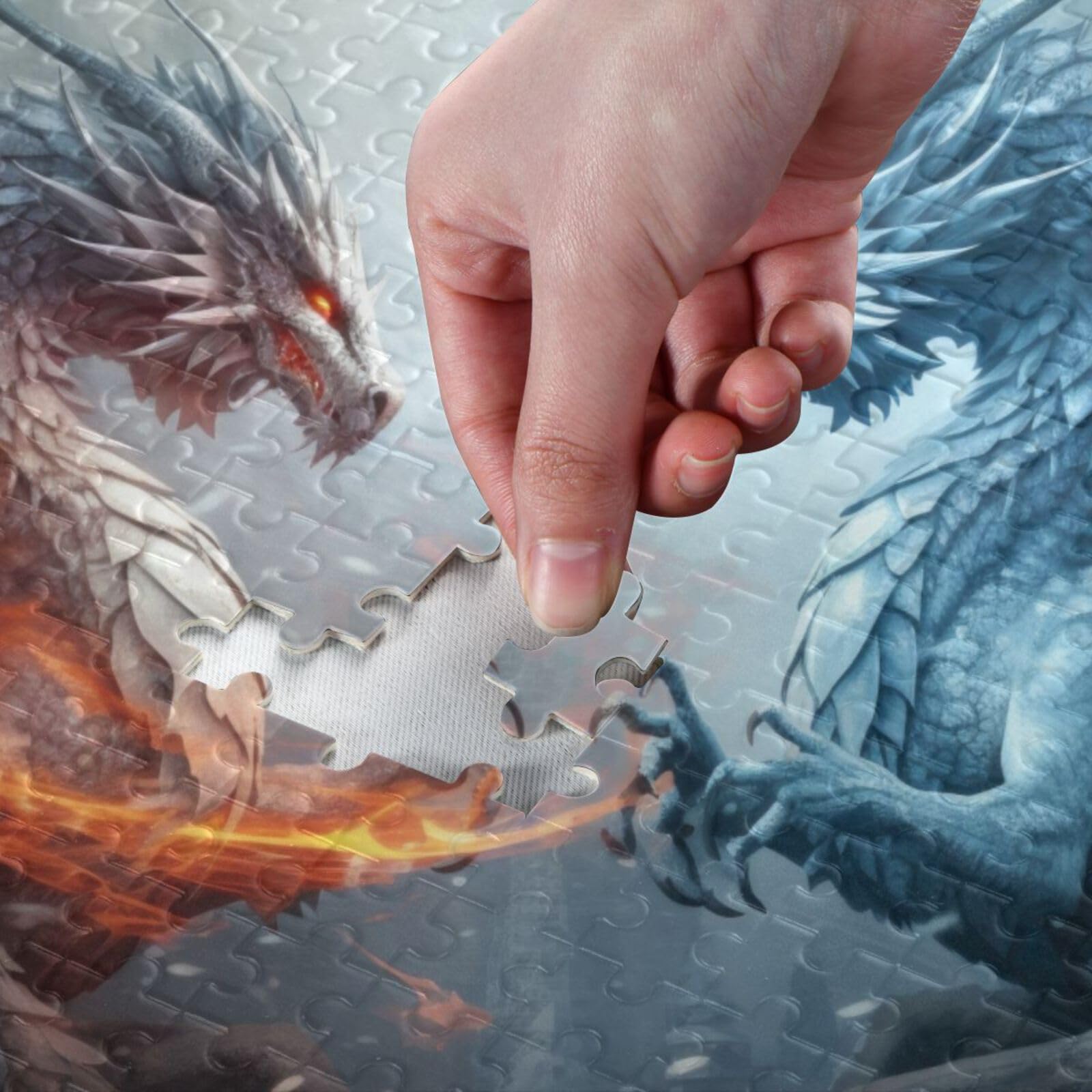 1000-Piece Jigsaw Puzzle - Fierce Dragon Fire Design, For Adults & Teens (15+), Includes Storage Bag - View #9