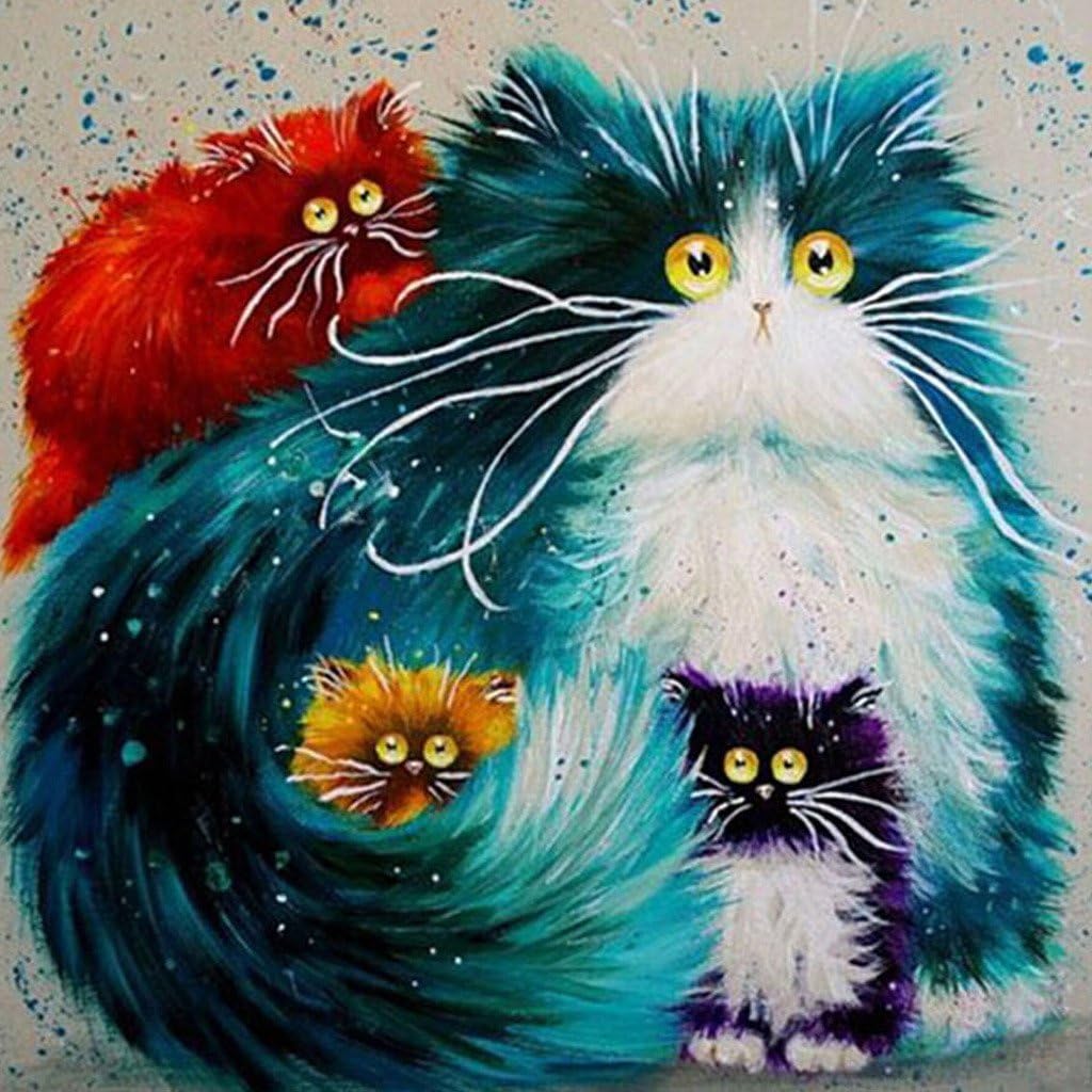 JonathanOutletStore Cats Oil painting On Canvas Home Wall Decor Frameless print 16x20 inch